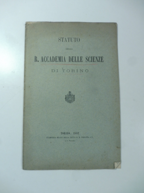 Statuto della R. Accademia delle Scienze di Torino
